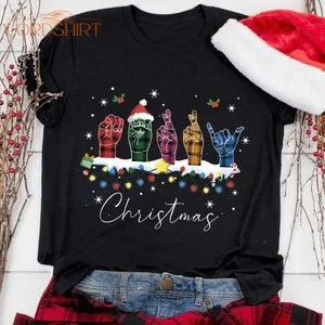 Merry Christmas ASL Buffalo Plaid Shirt ASL Christmas Sign