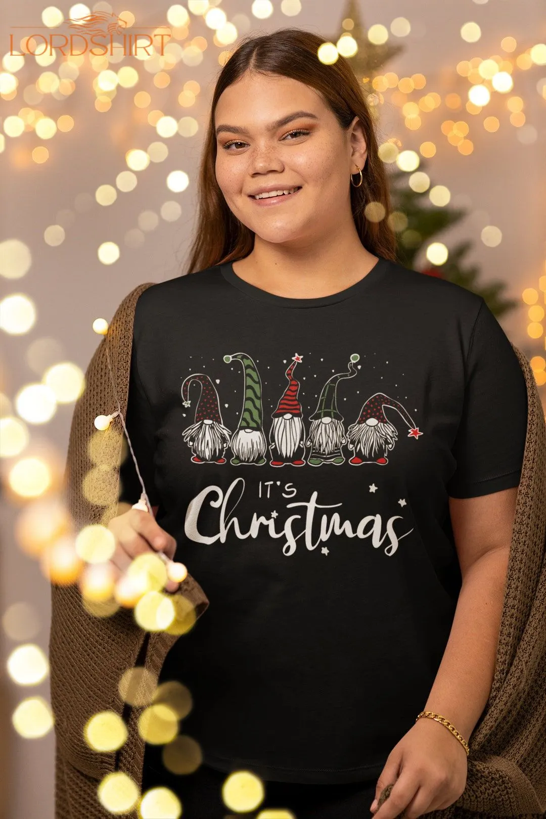 Plus Size T-shirt Christmas Dwarf Black Family Plus Size