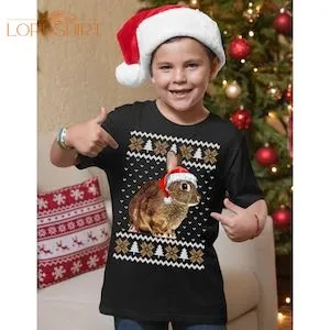 Rabbit Christmas Tshirt Rabbit Tshirt Mens Womens Kids