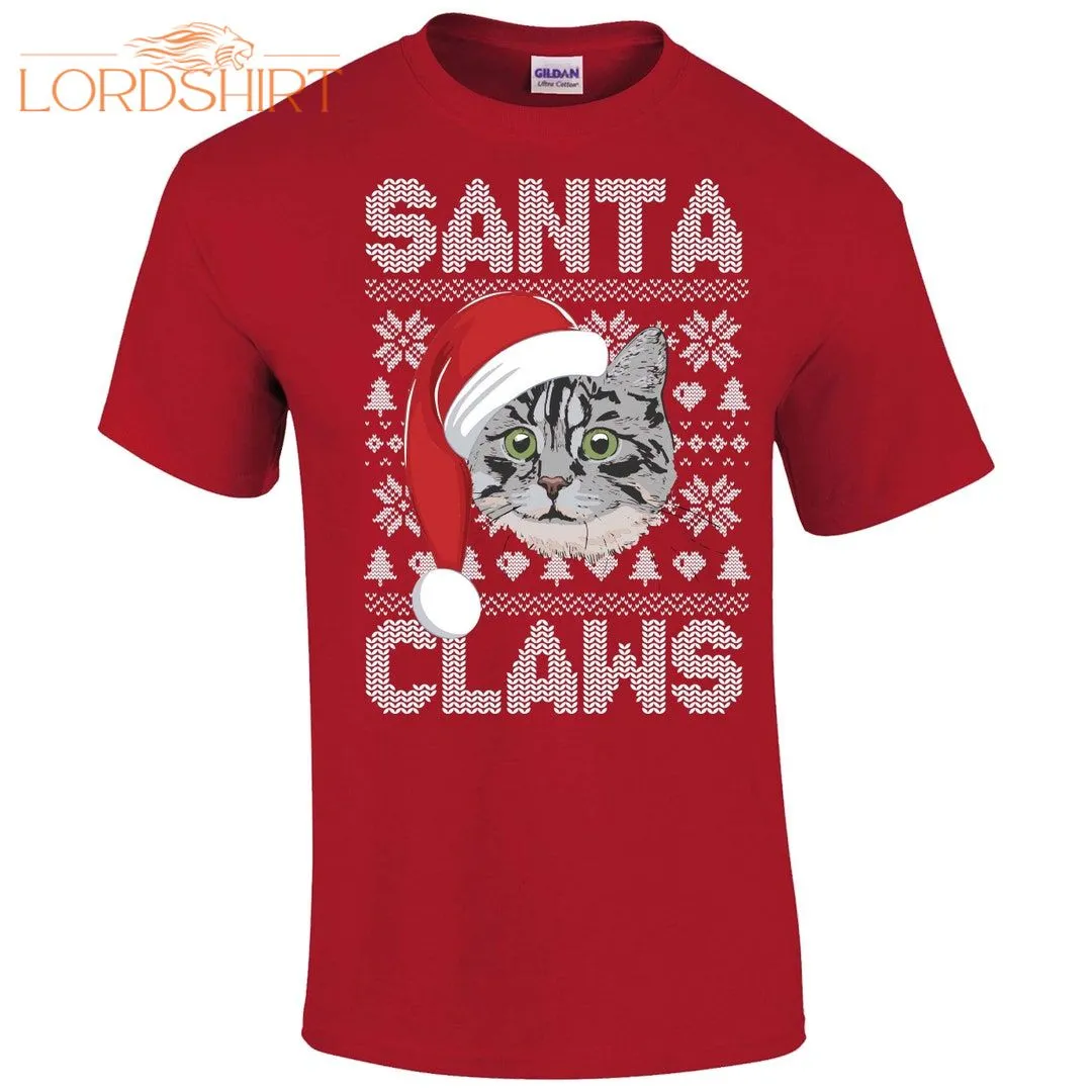 Santa Claws Cat Christmas T-shirt Unisex Xmas Tee Shirt