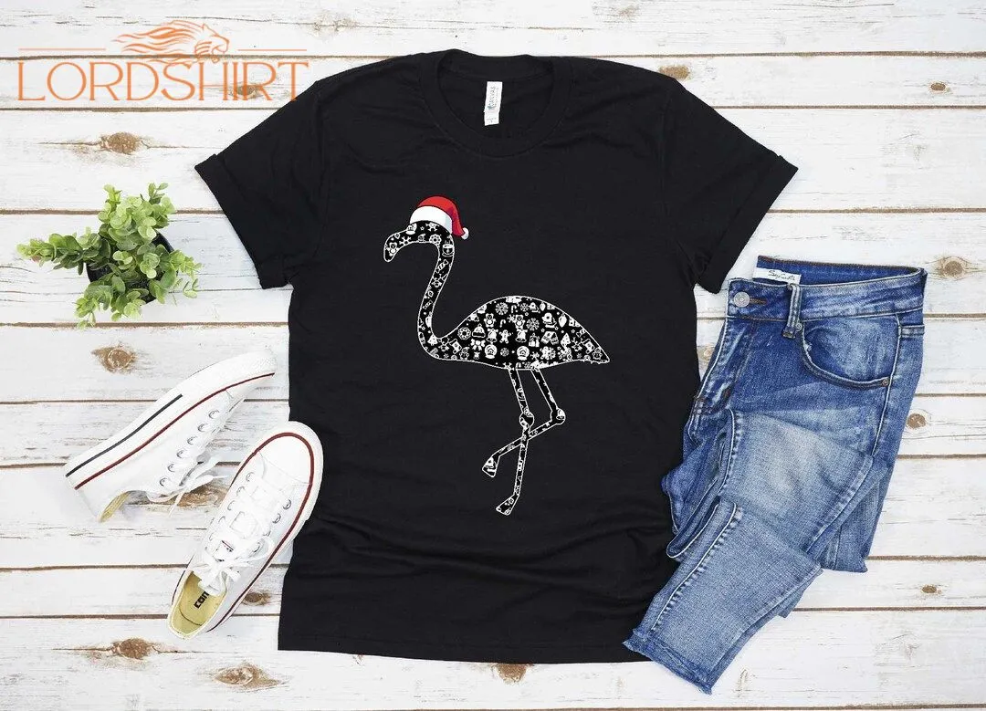 Santa Hat Flamingo Pajama Christmas T-shirt For Men Women