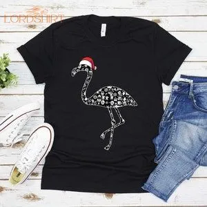 Santa Hat Flamingo Pajama Christmas T-shirt For Men Women