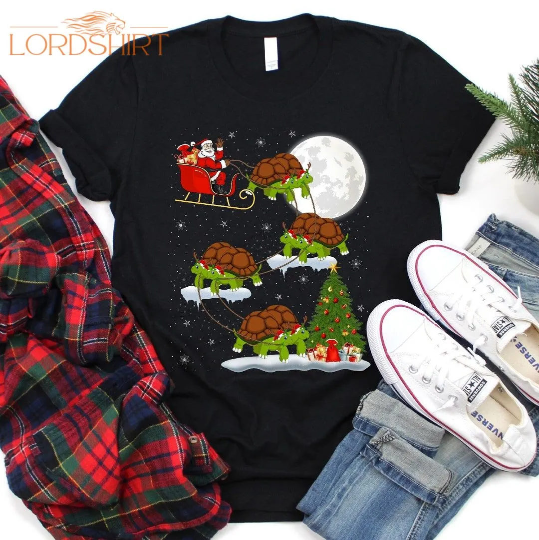 Santa Sleigh Giant Tortoise Christmas T-shirt For Men Women