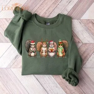 Squirrel Christmas Sweatshirt Squirrel Christmas Light Shirt