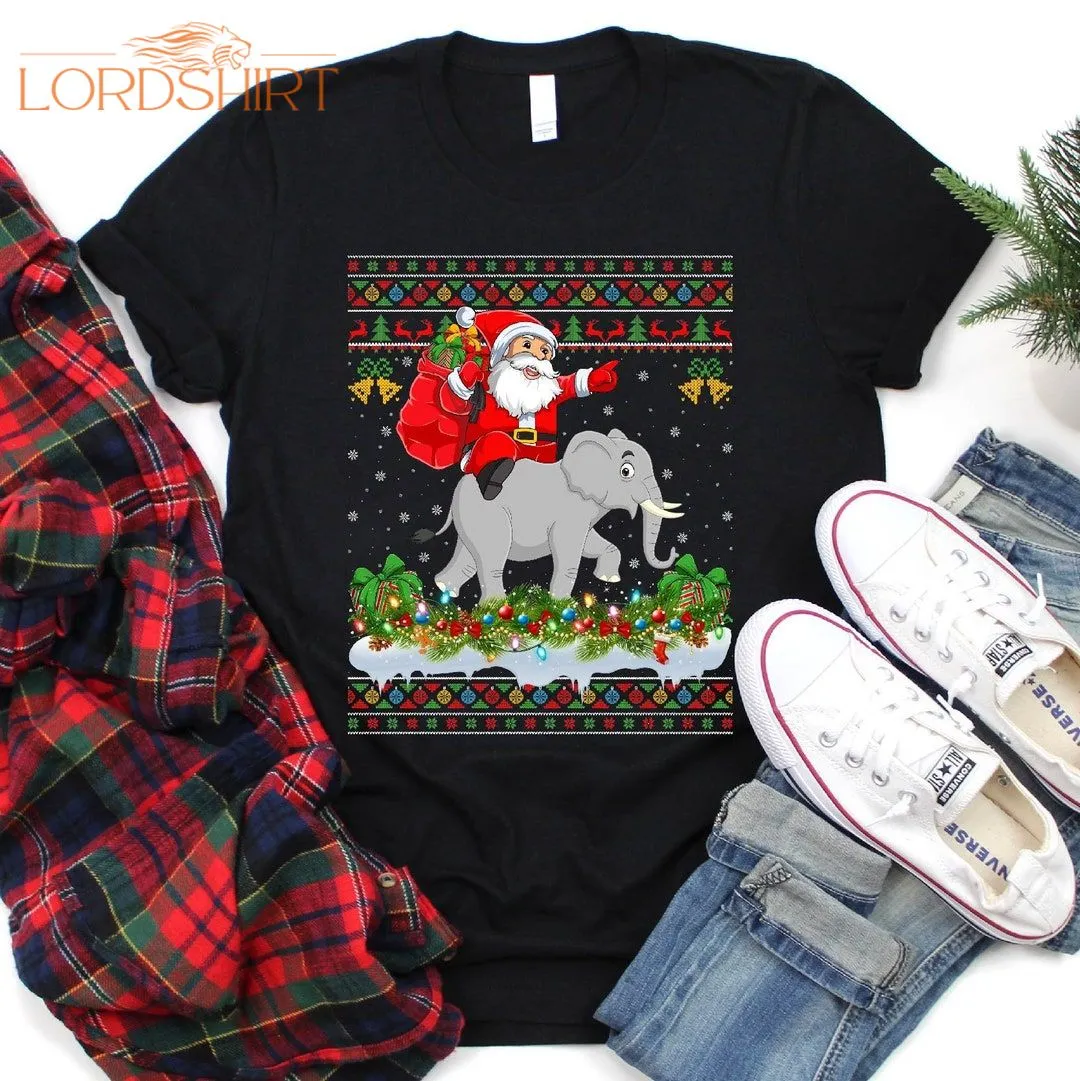 Ugly Santa Riding Elephant Christmas T-shirt Elephant