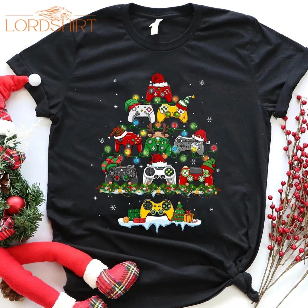 Video Game Controller Christmas Tree Shirt Gamer Christmas