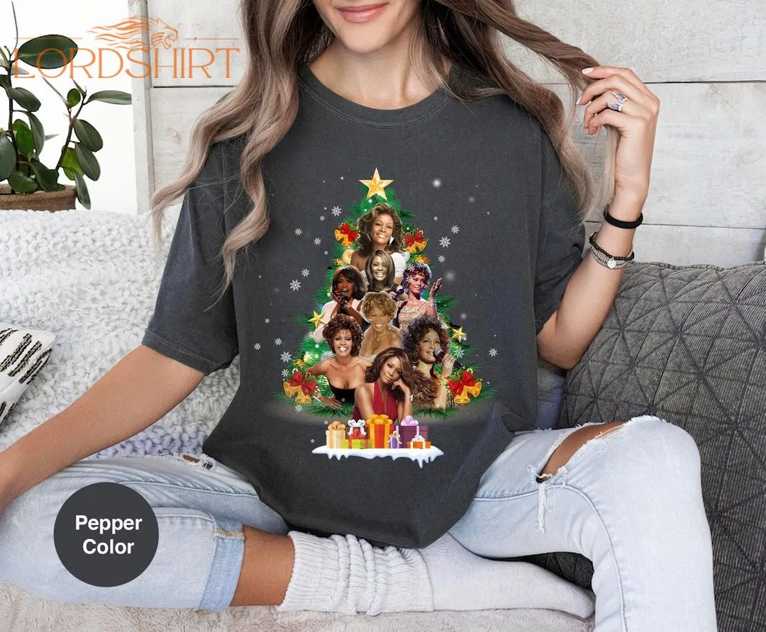 Whitney Houston Christmas Tree Comfort Colors Shirt The