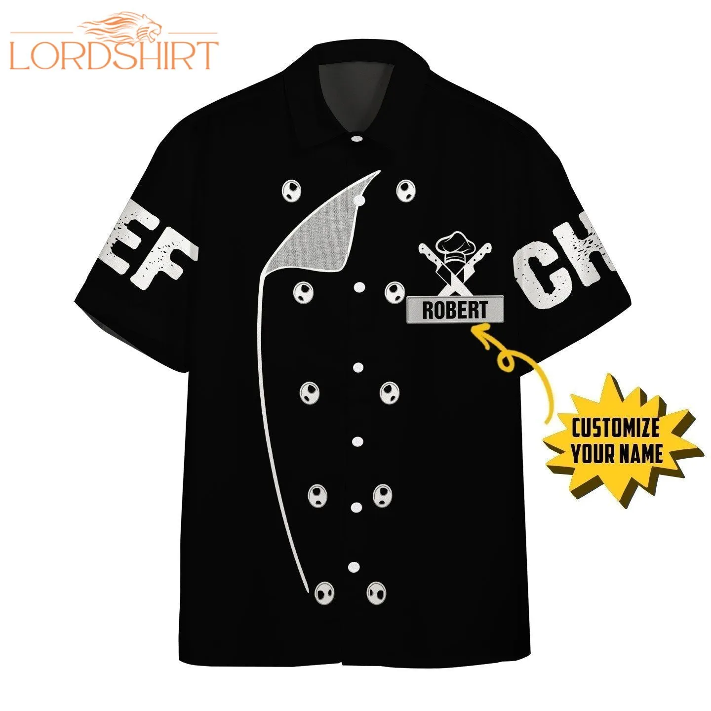 3d Chef Black Uniform Nutrition Custom Name Hawaiian Shirt