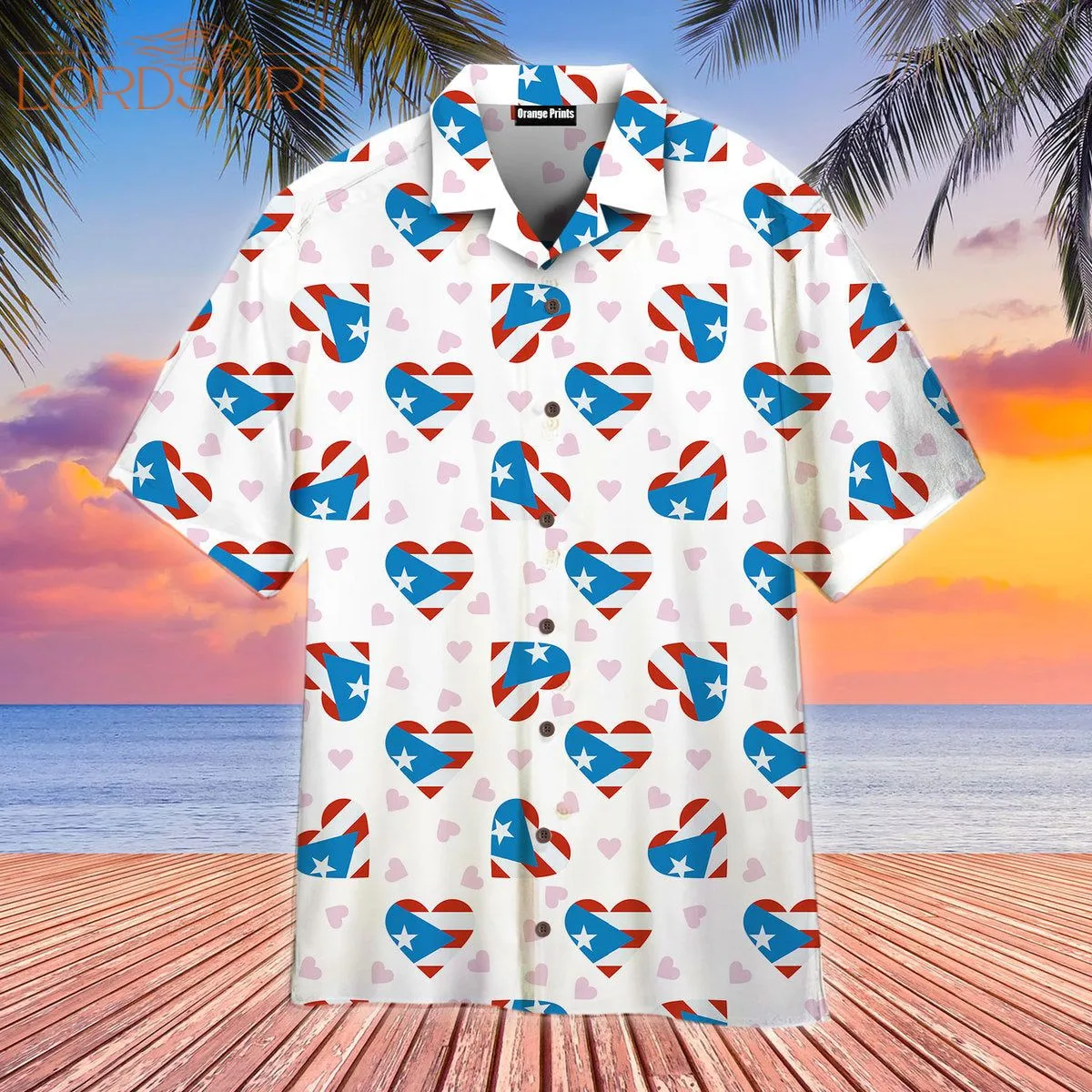 4th Of July Puerto Rico Heart Flag Independence Day Hawaiian Shirt