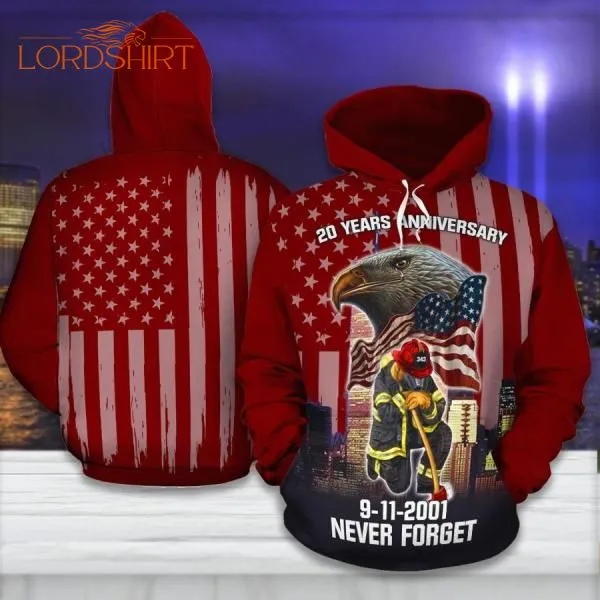 9-11-2001 Never Forget Fireman Eagle American Flag 3d All Over Print