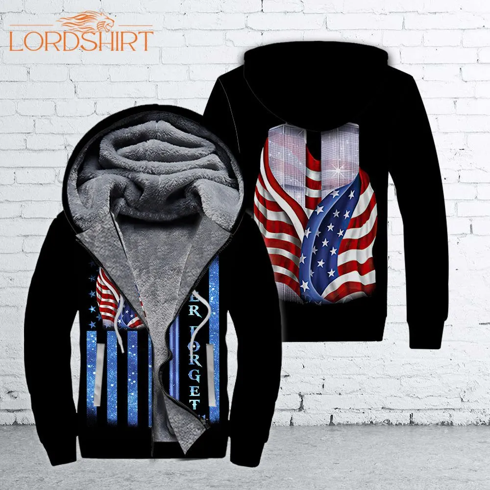 9/11 Never Forget Memorial Fleece Zip Hoodie All Over Print