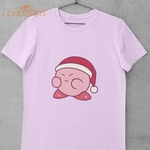 Adorable Cute Funny Christmas Kirby With Santa Hat Tshirt