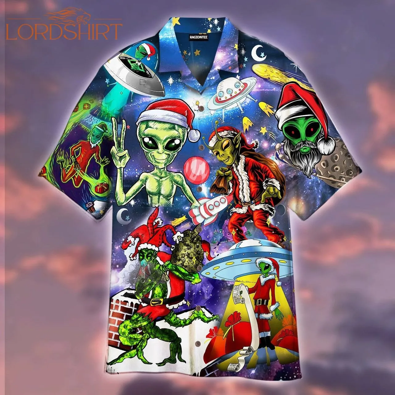 Alien Santas Christmas In The Galaxy Hawaiian Shirt