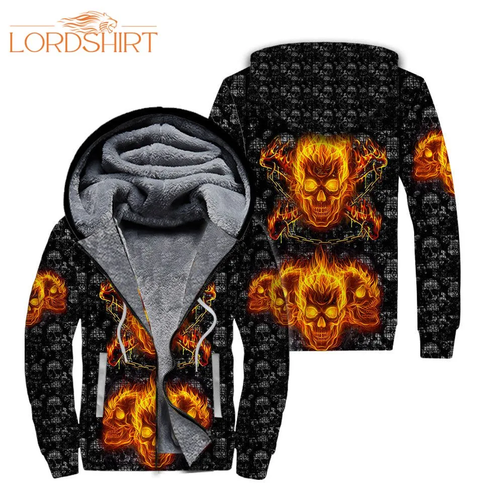 Aloha Fire Skulls Halloween Fleece Zip Hoodie All Over Print