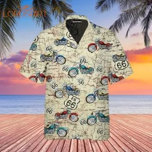 Amazing Vintage Motorcycle On Route 66 Aloha Hawaiian Shirt