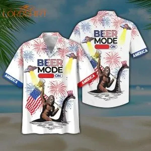 America Bigfoot Beer Mode On Aloha Hawaiian Shirt