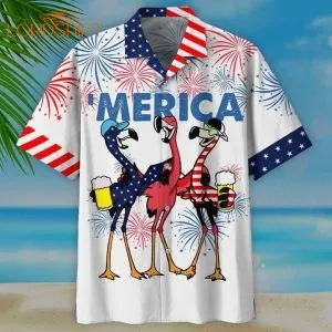 America Flamingo And Beer Aloha Hawaiian Shirt