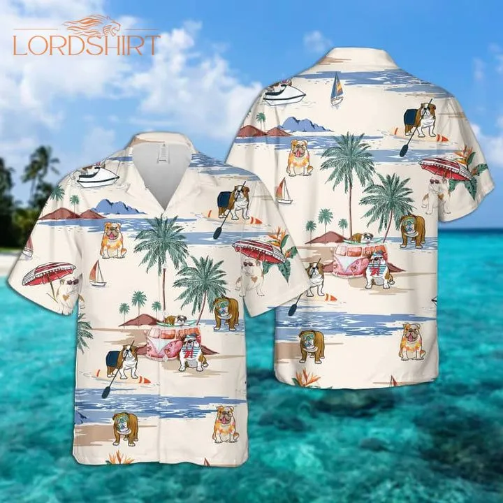 American Bulldog Summer Beach Aloha Hawaiian Shirt