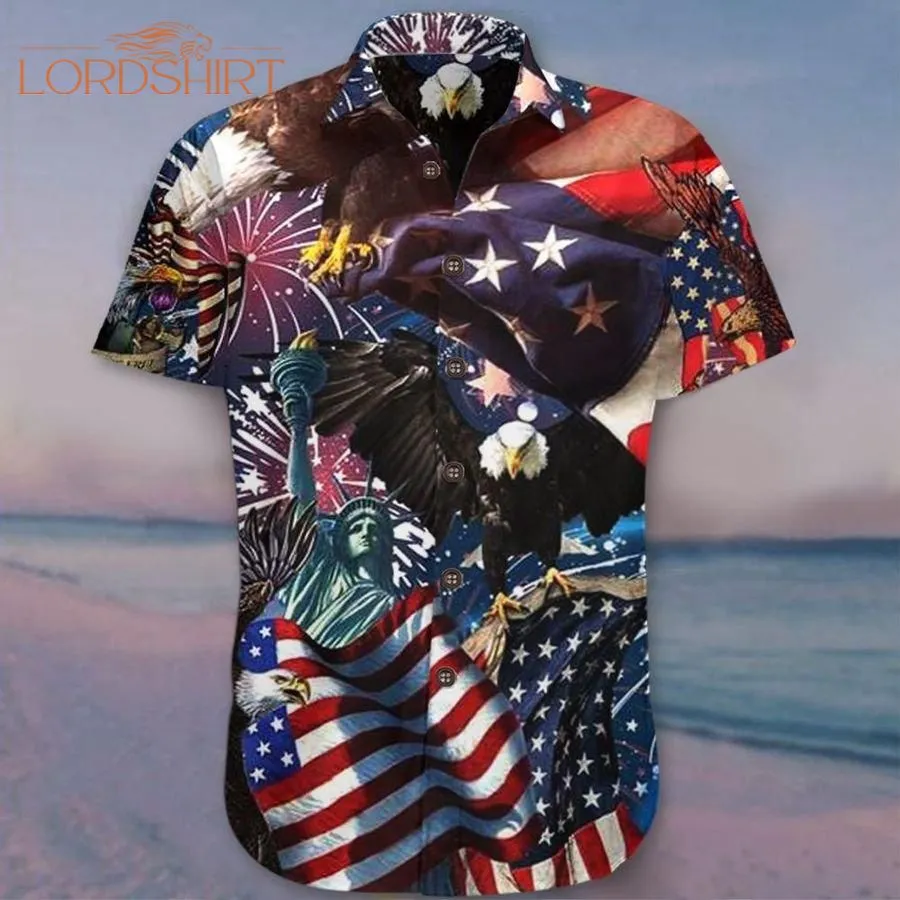 American Eagle Patriotic Aloha Hawaiian Shirt