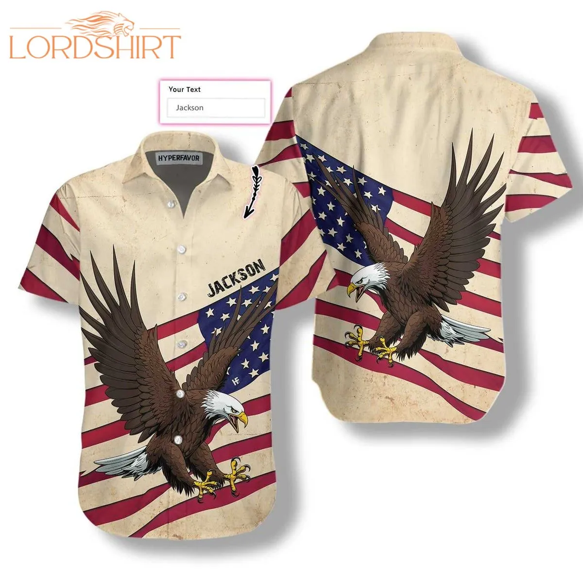 American Eagle Wings Custom Name Hawaiian Shirt