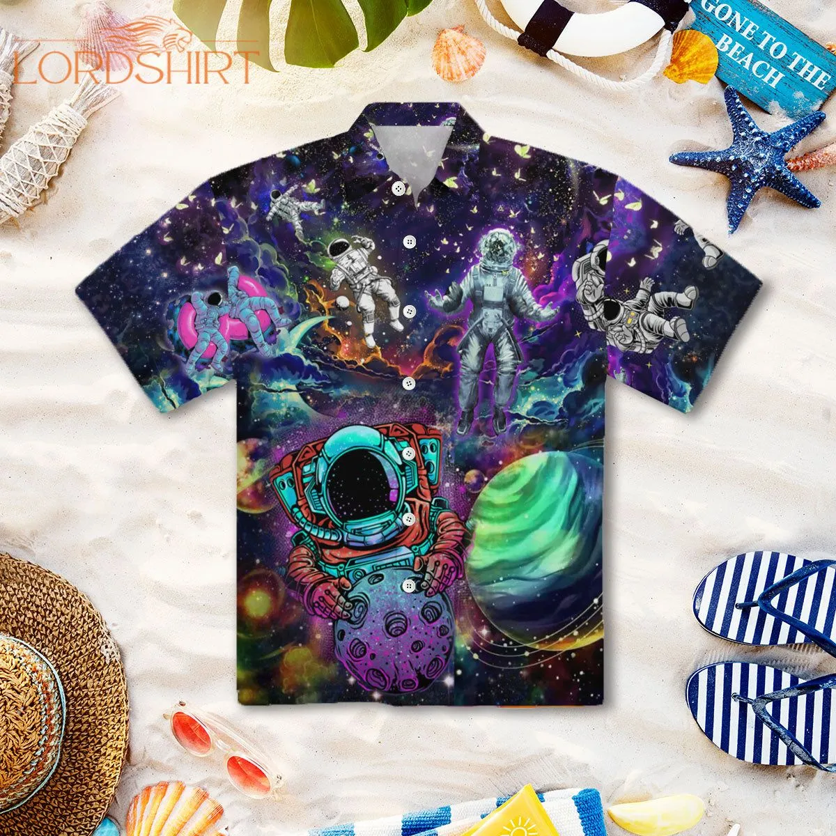 Astronaut In Colorful Universe Hawaiian Shirt