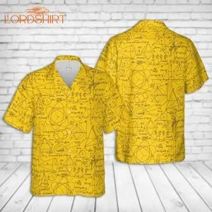 Back To School Math Education Pattern Yellow Hawaiian Shirt