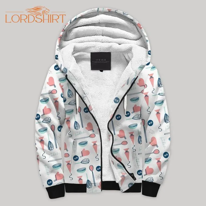 Baking Pattern Blanket Fleece Zip Hoodie All Over Print