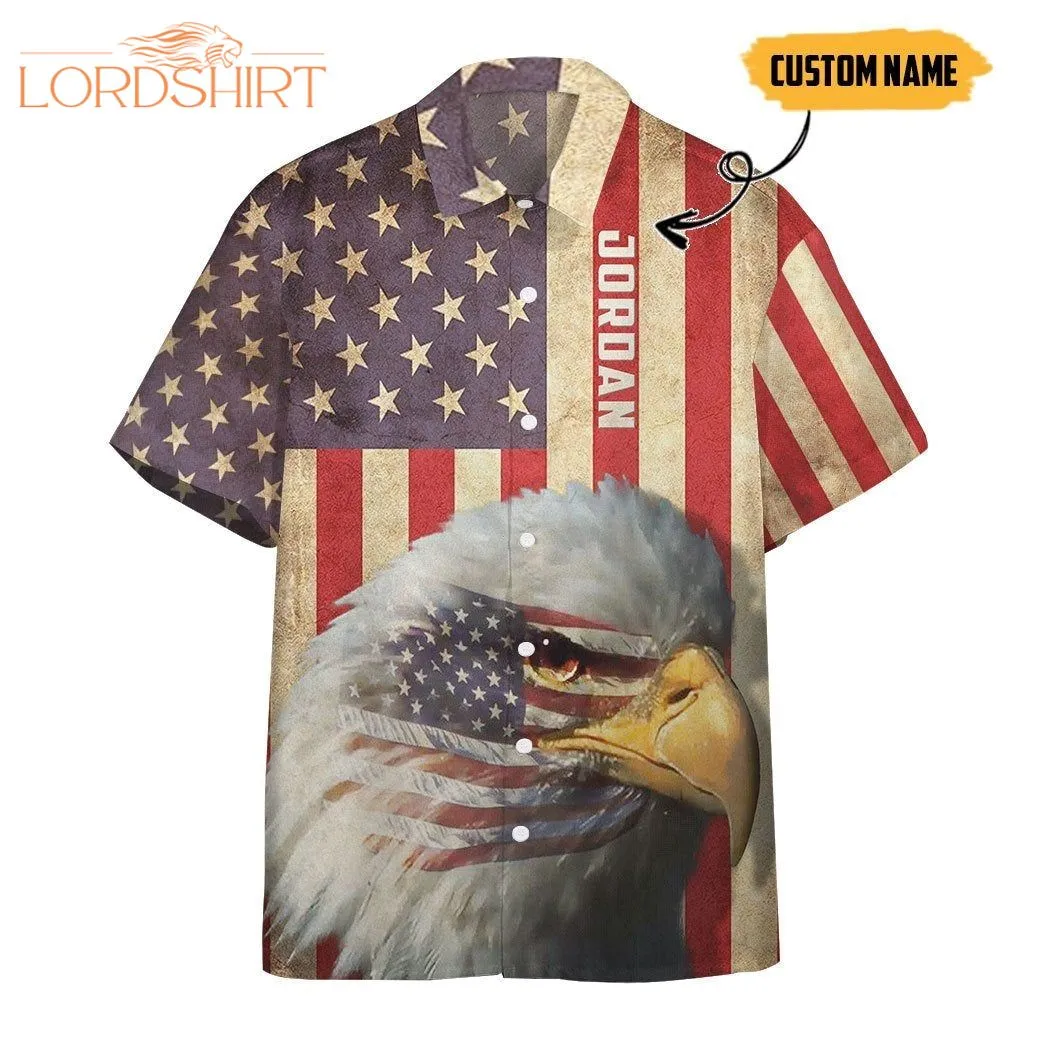 Bald Eagle American Custom Name Hawaiian Shirt