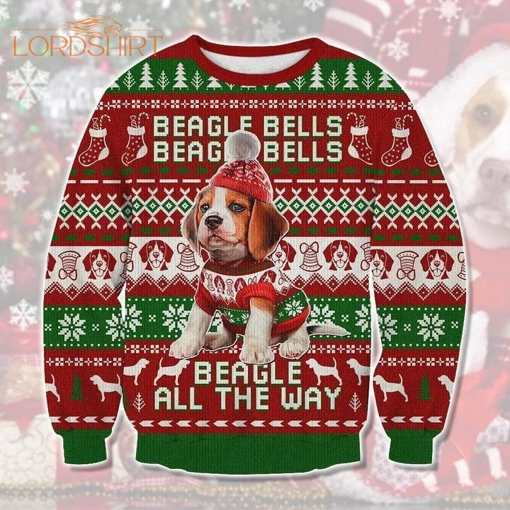 Beagle Dog All The Way Ugly Christmas Sweater