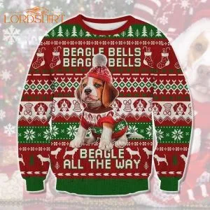 Beagle Dog All The Way Ugly Christmas Sweater