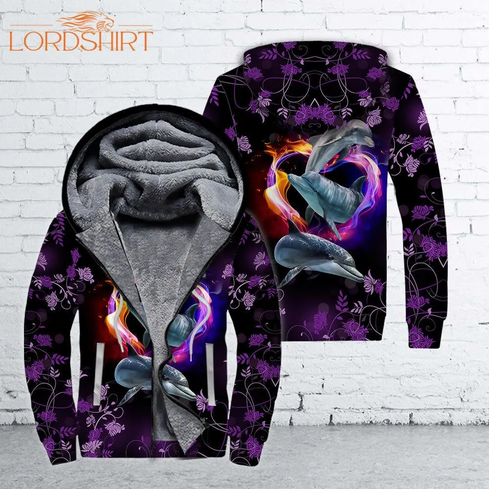 Beautiful Dolphins Purple Cool Fleece Zip Hoodie All Over Print