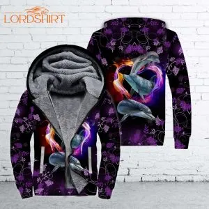 Beautiful Dolphins Purple Cool Fleece Zip Hoodie All Over Print