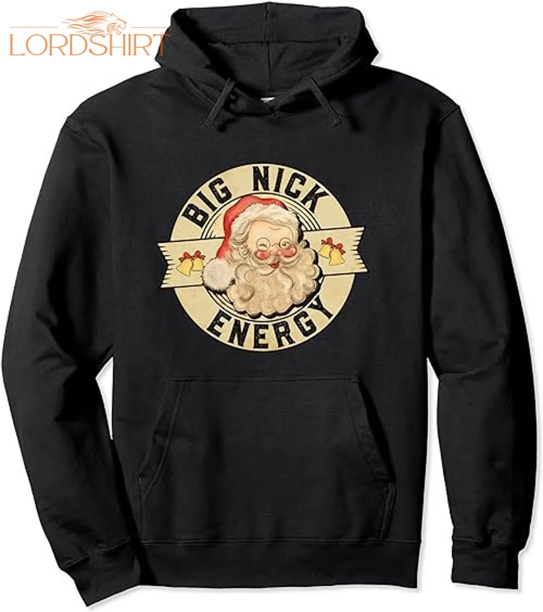 Big Nick Energy Funny Vintage Santa Claus Wink Christmas