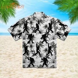 Bigfoot Black And White Hawaiian Shirt