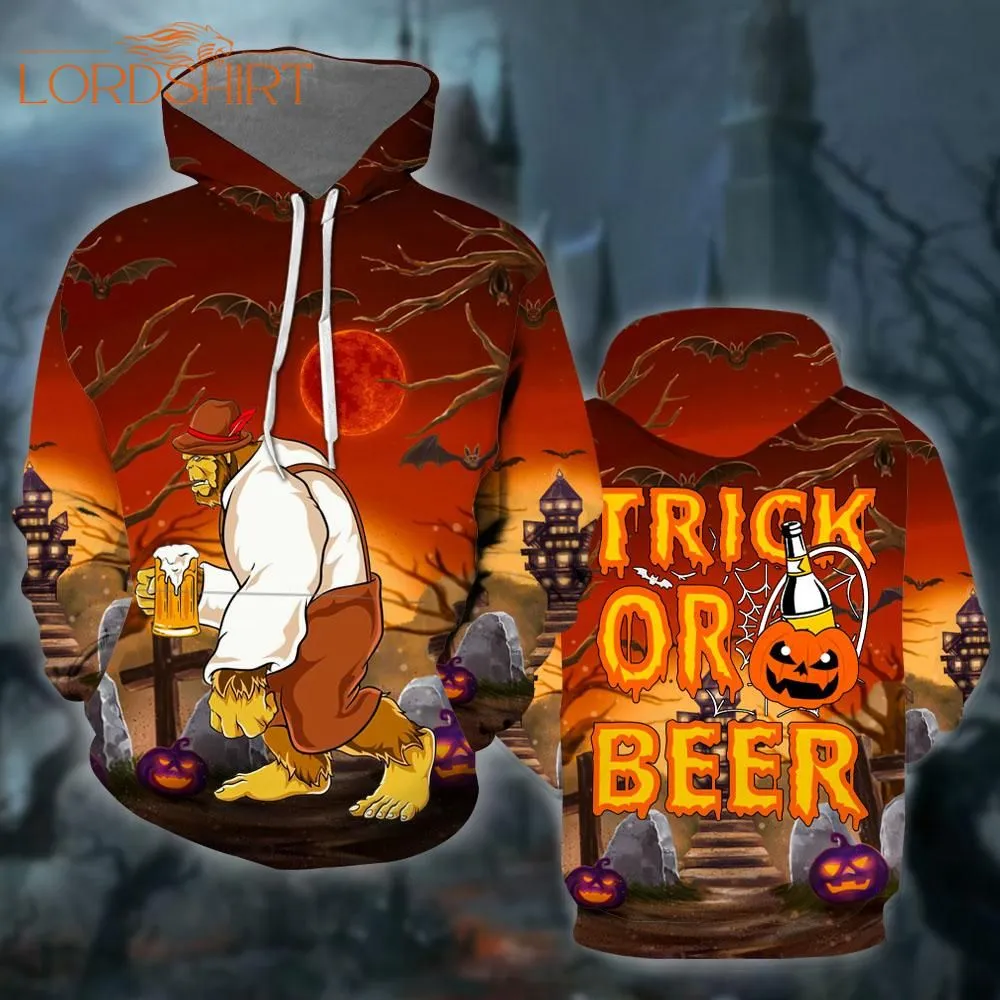 Bigfoot Trick Or Beer Halloween 3d All Over Print