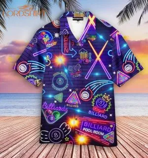 Billiards Pool Room Neon Hawaiian Shirt