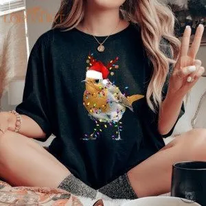 Bird Christmas Shirt Bird Santa Hat Merry Christmas Party