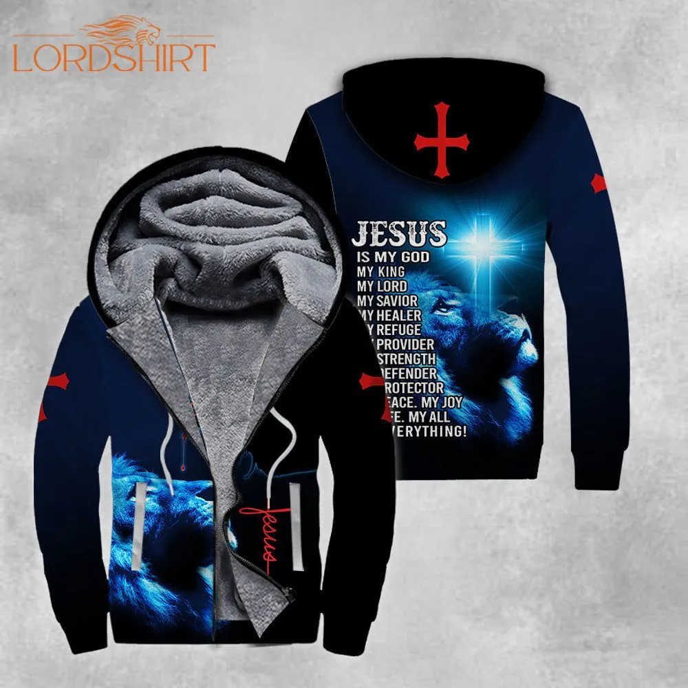 Black Blue Jesus Easter Fleece Zip Hoodie All Over Print