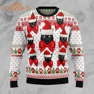 Black Cat Ball Ugly Christmas Sweater