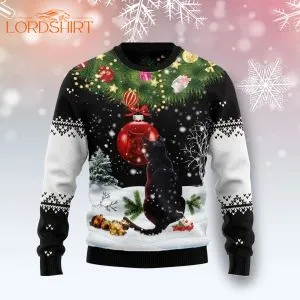 Black Cat Mirror Ugly Christmas Sweater