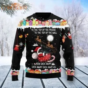 Black Cat Sleigh Ugly Christmas Sweater