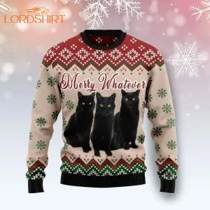Black Cat Vintage Flower Ugly Christmas Sweater