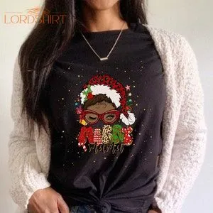 Black Santa Mrs. Christmas Shirt Merry Christmas Santa Black