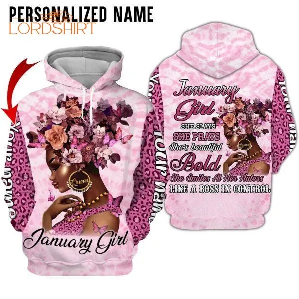 Black Woman January Girl Black Queen Custom Name 3d All Over Print