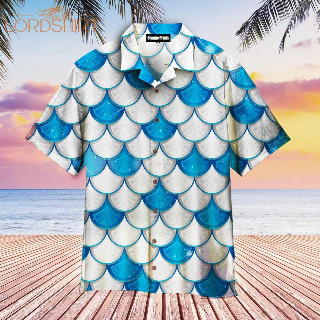 Blue And White Scales Hawaiian Shirt