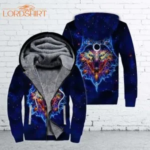 Blue Wolf Fleece Zip Hoodie All Over Print