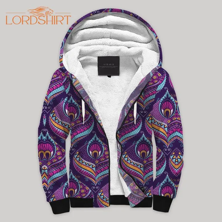 Bohemian Purple Blanket Fleece Zip Hoodie All Over Print