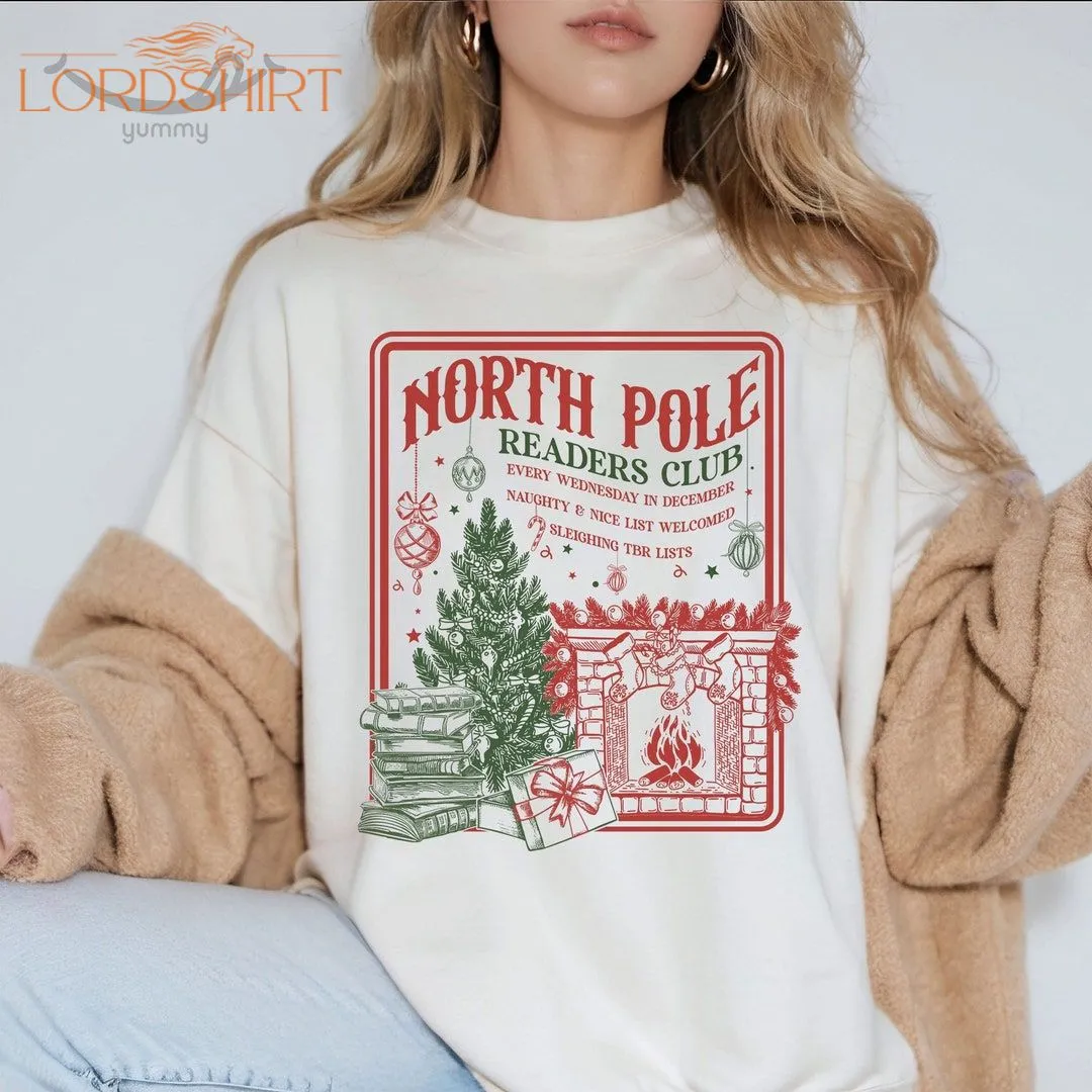 Bookish Christmas Sweatshirt North Pole Book Club Santa