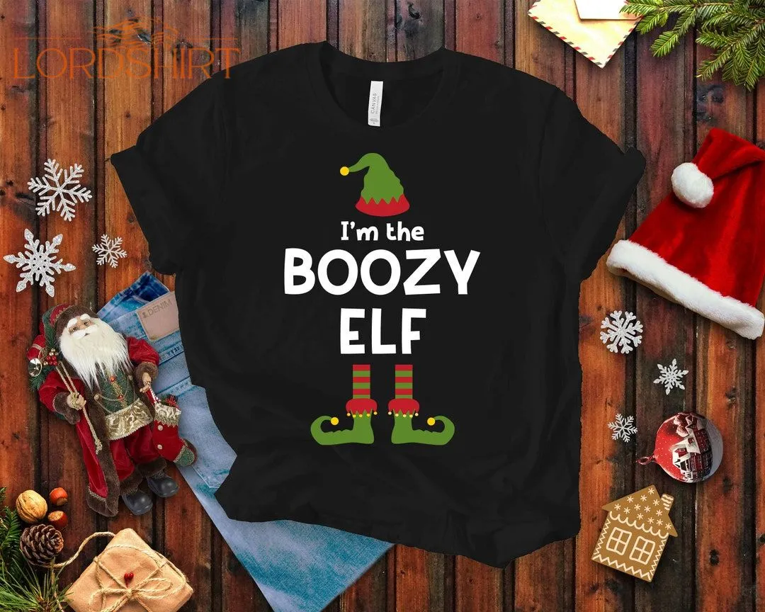 Boozy Elf Christmas T-shirt For Men And Women Alcohol