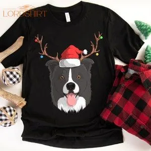 Border Collie Santa Claus Ugly Christmas Sweater Pattern